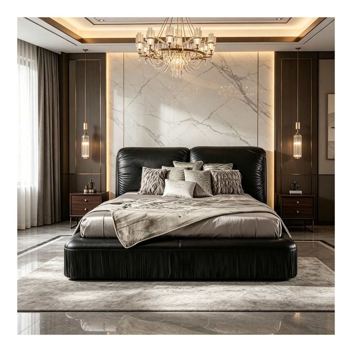 Obsidian Pleat Bed